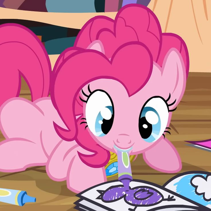 pinkie pie coloring in a page in a coloring book